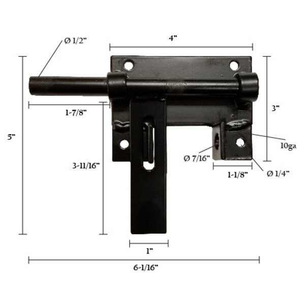 4" Lockable Bar Gate Latch 1/2" Pin Spring Creek Products